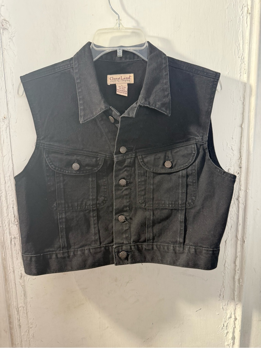 Great Land Trading Company black denim sleeveless vest. Small. vintage.